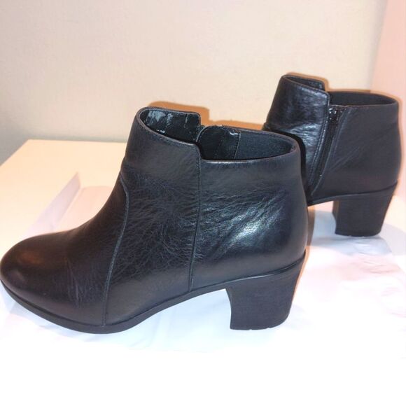 Easy Spirit Black Leather Ankle Boots Booties Comfortable Shoes Black Size 6W - Picture 8 of 14